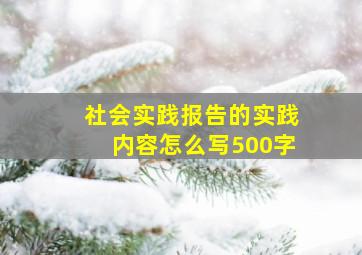 社会实践报告的实践内容怎么写500字