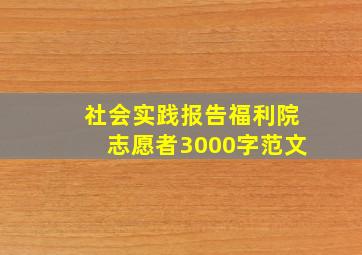 社会实践报告福利院志愿者3000字范文