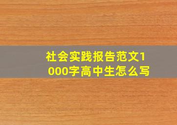 社会实践报告范文1000字高中生怎么写