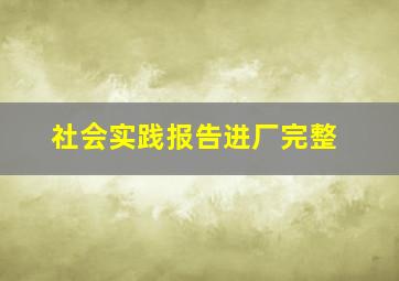 社会实践报告进厂完整