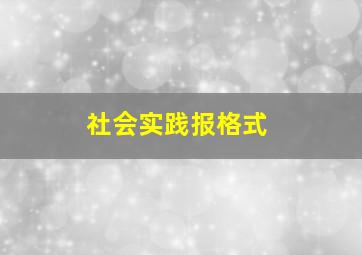 社会实践报格式