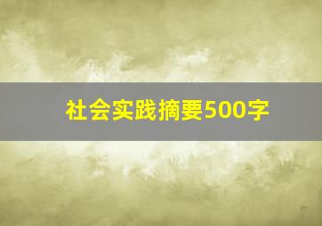 社会实践摘要500字