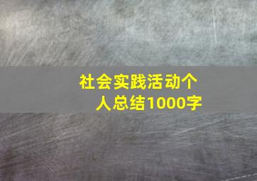 社会实践活动个人总结1000字