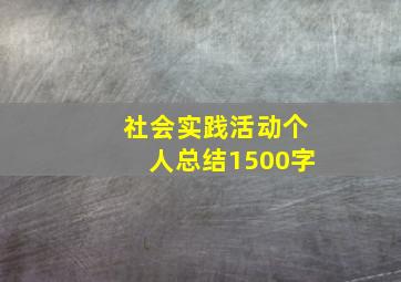 社会实践活动个人总结1500字