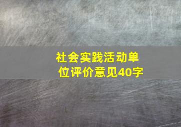 社会实践活动单位评价意见40字