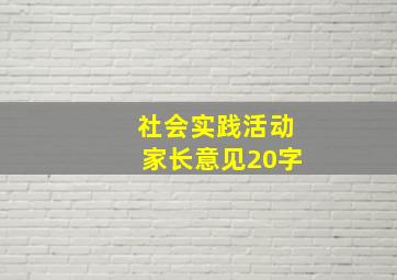 社会实践活动家长意见20字