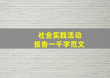 社会实践活动报告一千字范文