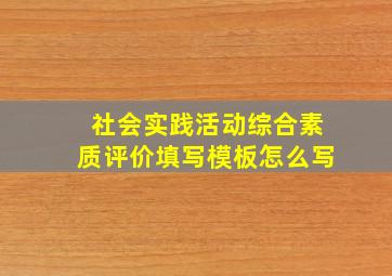 社会实践活动综合素质评价填写模板怎么写