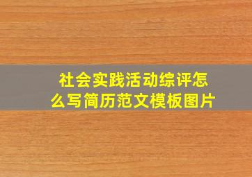 社会实践活动综评怎么写简历范文模板图片