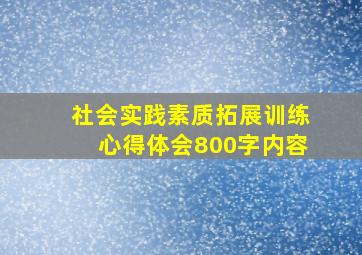 社会实践素质拓展训练心得体会800字内容