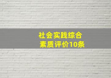 社会实践综合素质评价10条