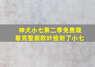 神犬小七第二季免费观看完整版欧叶捡到了小七