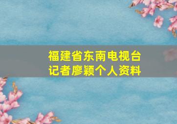 福建省东南电视台记者廖颖个人资料