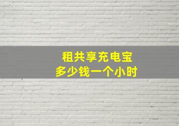 租共享充电宝多少钱一个小时