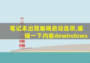 笔记本出现编辑启动选项,编辑一下内容dewindows