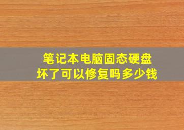 笔记本电脑固态硬盘坏了可以修复吗多少钱