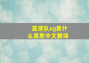 篮球队sg是什么意思中文翻译