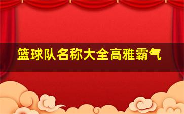 篮球队名称大全高雅霸气