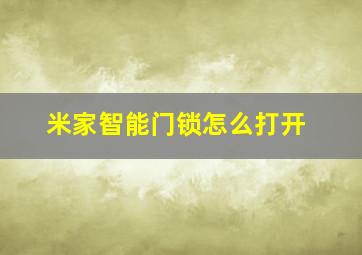 米家智能门锁怎么打开