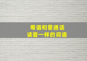 粤语和普通话读音一样的词语