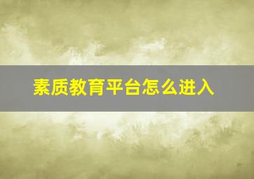 素质教育平台怎么进入