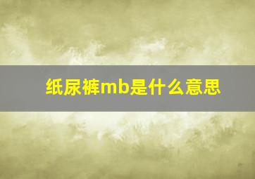 纸尿裤mb是什么意思