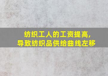 纺织工人的工资提高,导致纺织品供给曲线左移