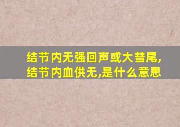 结节内无强回声或大彗尾,结节内血供无,是什么意思