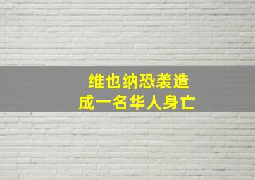 维也纳恐袭造成一名华人身亡