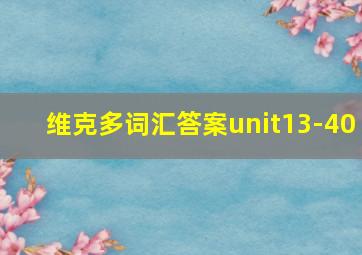 维克多词汇答案unit13-40