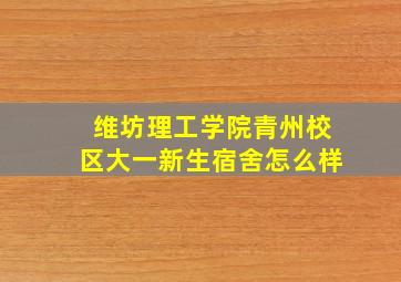 维坊理工学院青州校区大一新生宿舍怎么样