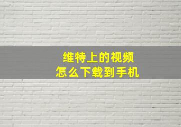 维特上的视频怎么下载到手机