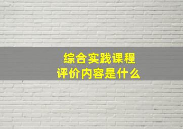 综合实践课程评价内容是什么