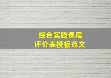 综合实践课程评价表模板范文