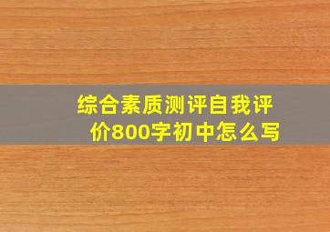 综合素质测评自我评价800字初中怎么写