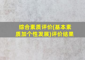 综合素质评价(基本素质加个性发展)评价结果