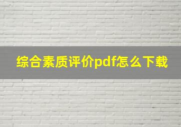 综合素质评价pdf怎么下载