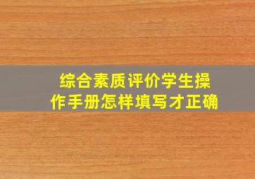 综合素质评价学生操作手册怎样填写才正确