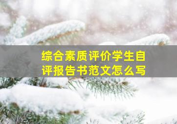 综合素质评价学生自评报告书范文怎么写