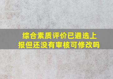 综合素质评价已遴选上报但还没有审核可修改吗