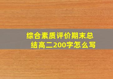 综合素质评价期末总结高二200字怎么写