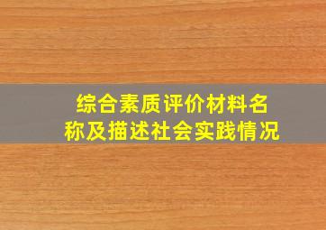 综合素质评价材料名称及描述社会实践情况