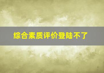 综合素质评价登陆不了