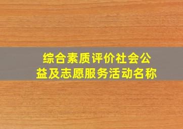 综合素质评价社会公益及志愿服务活动名称