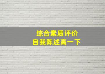 综合素质评价自我陈述高一下