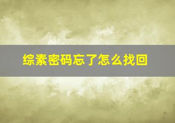 综素密码忘了怎么找回