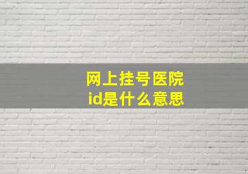 网上挂号医院id是什么意思