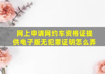 网上申请网约车资格证提供电子版无犯罪证明怎么弄