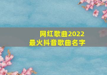 网红歌曲2022最火抖音歌曲名字