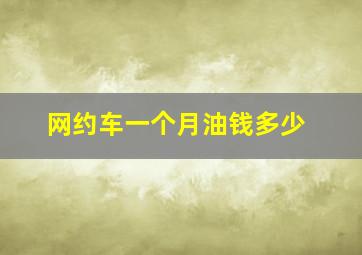 网约车一个月油钱多少